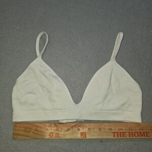 Rose + Vine Bralette Medium 34C/36B White Triangle Ribbed Wireless Bra